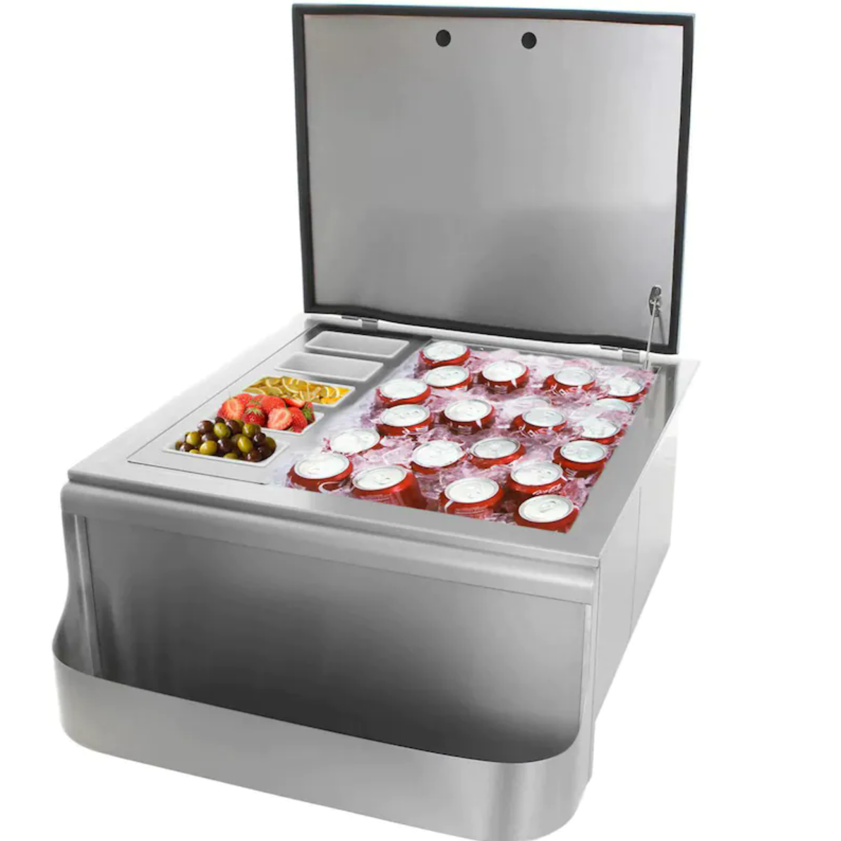 PCM 260 Series 25" Slide-In Ice Bin Cooler With Speed Rail & Condiment Holder