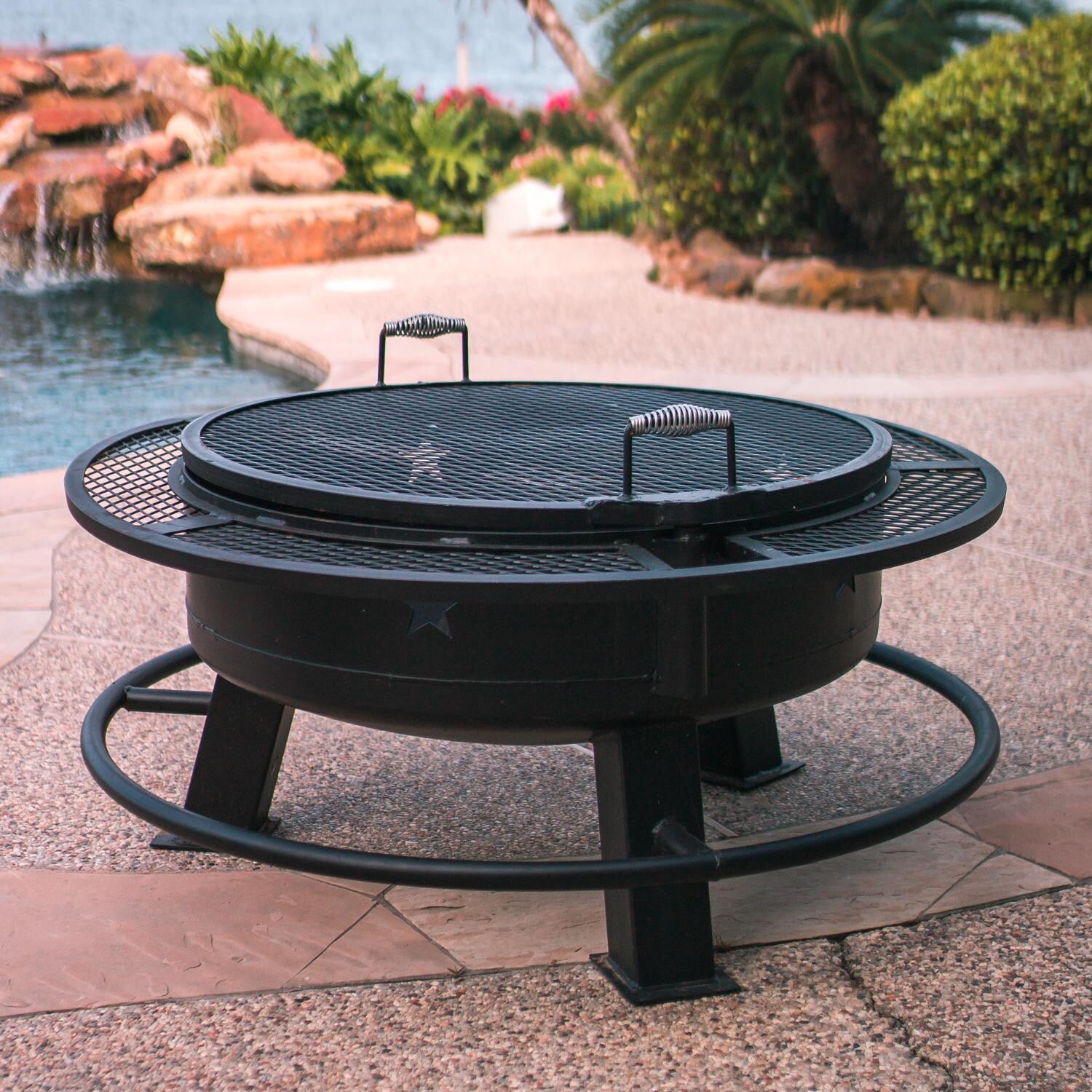 thumbnail image 2 of Crystals Portable 3-in-1 BBQ Grill, Fire Pit & Garden Heater - Outdoor Metal Fire Bowl 2 of 6
