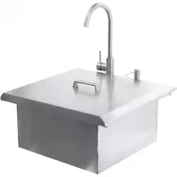 PCM 21" Outdoor Rated Stainless Steel Drop In Sink w/ Hot/Cold Faucet