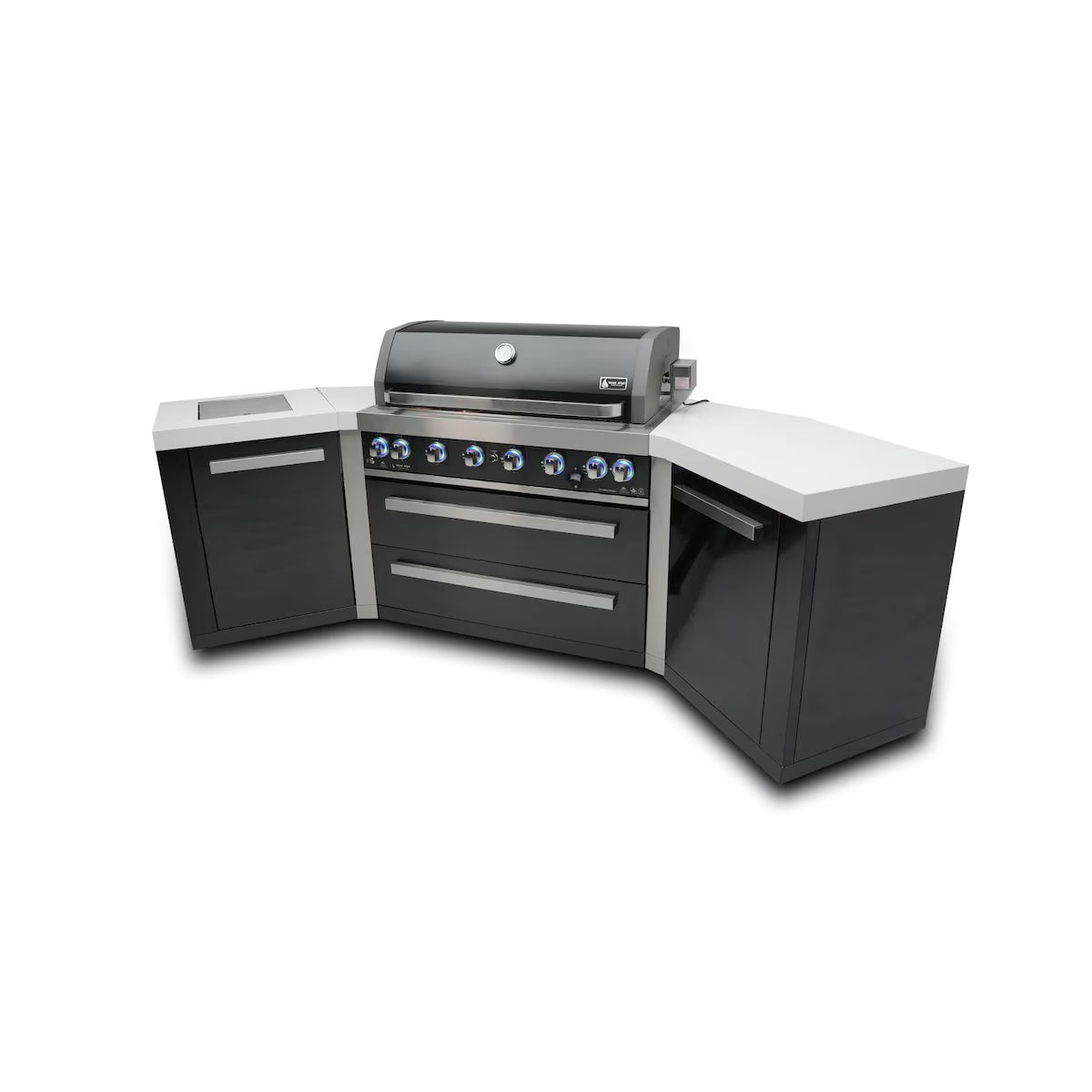 Mont Alpi Black Series 10 Ft U-Shaped Outdoor Kitchen Island w/ Side Burner