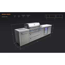 Mont Alpi Original Series 11 Ft  Outdoor Kitchen Island w/ Side Burner & Beverage Center