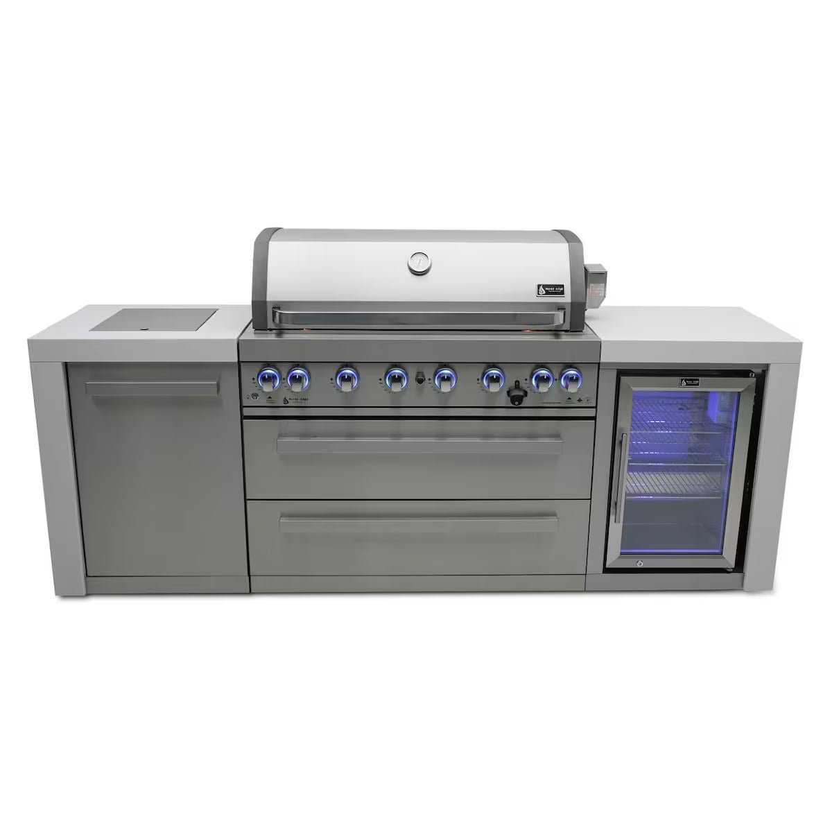 Mont Alpi Deluxe Series 8 Ft Outdoor Kitchen Island w/ Side Burner & Fridge