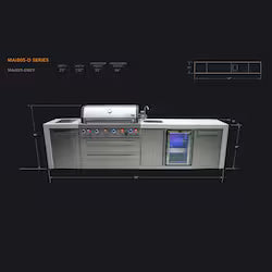 Mont Alpi Deluxe Series 11 Ft Outdoor Kitchen Island w/ Side Burner & Beverage Center