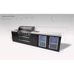 Mont Alpi Black Series 8 Ft  Outdoor Kitchen Island w/ Side Burner & Fridge