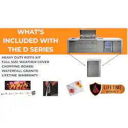 Mont Alpi Deluxe Series 11.5 Ft L-Shaped Outdoor Kitchen Island w/ Side Burner, Beverage Center, Fridge & Kegerator