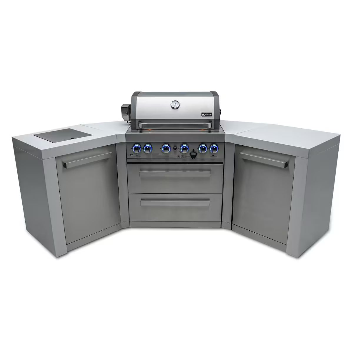 Mont Alpi Deluxe Series 7.5 Ft U-Shaped Outdoor Kitchen Island w/ Side Burner