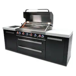 Mont Alpi Black Series 8 Ft Outdoor Kitchen Island w/ Side Burner