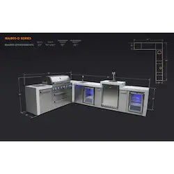 Mont Alpi Deluxe Series 8 Ft L-Shaped Outdoor Kitchen Island w/ Side Burner, Beverage Center, Fridge, & Kegerator