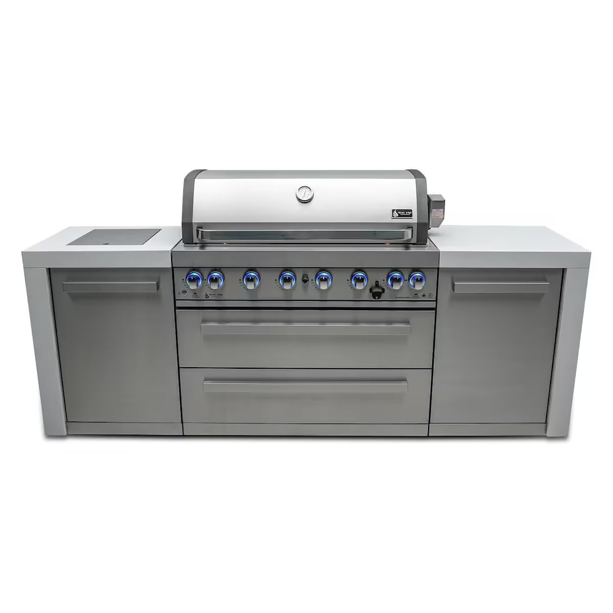 Mont Alpi Deluxe Series 8 Ft Outdoor Kitchen Island w/ Side Burner