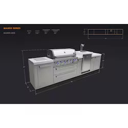 Mont Alpi Original Series 12 Ft Outdoor Kitchen Island w/ Side Burner & Kegerator