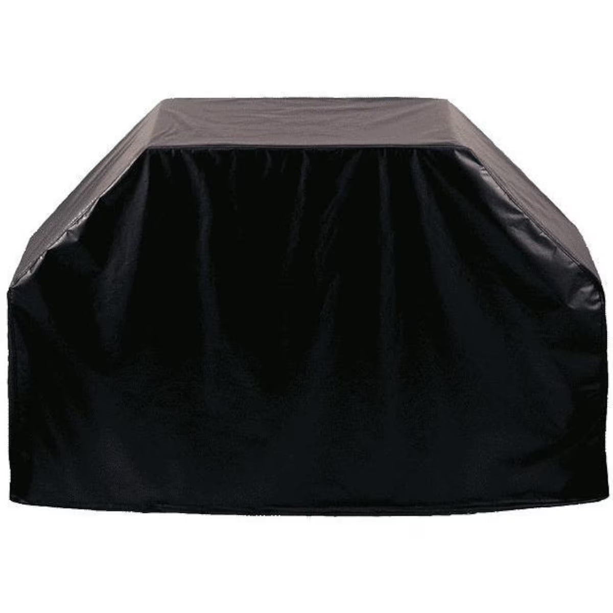 Black and gray grill cover with peaked roof design and protective fabric exterior