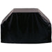 Black and gray grill cover with peaked roof design and protective fabric exterior