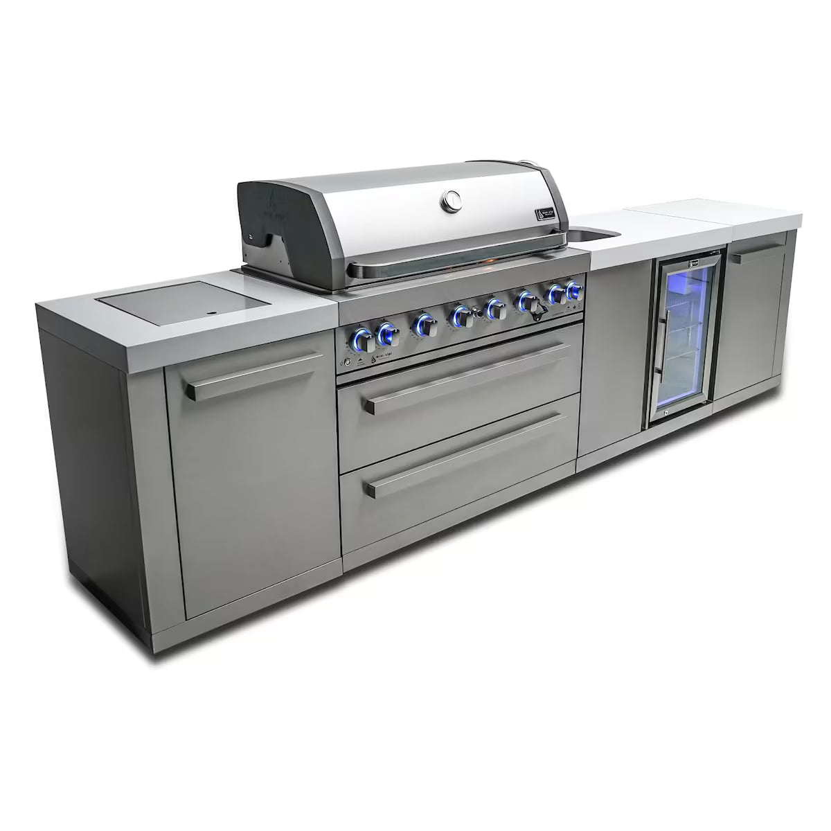 Mont Alpi Original Series 11 Ft  Outdoor Kitchen Island w/ Side Burner & Beverage Center