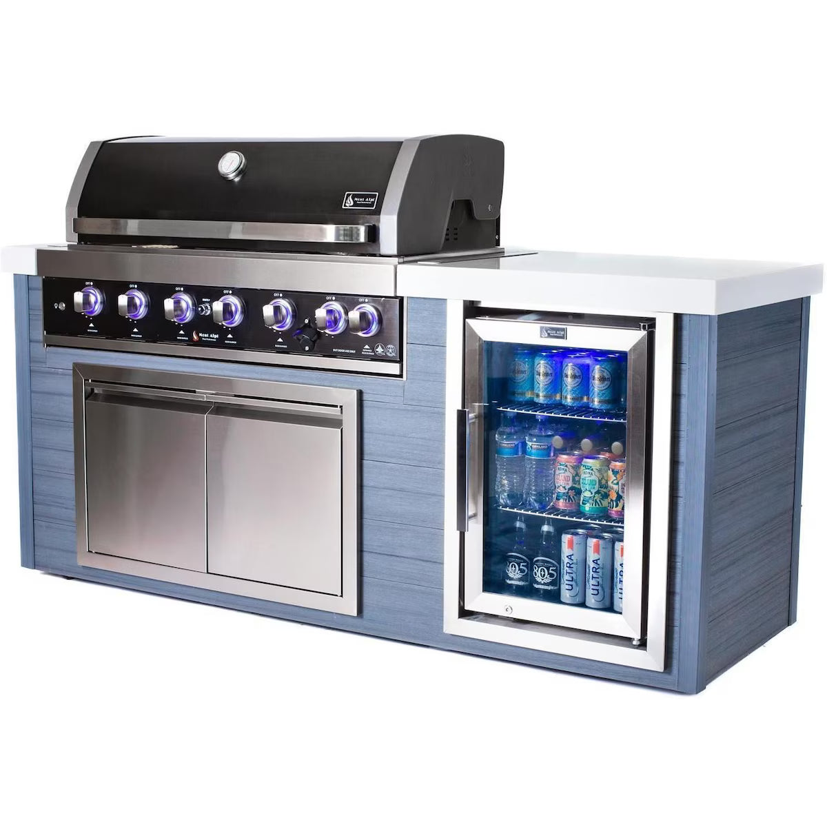 Mont Alpi Artwood Series 6.5 Ft Outdoor Kitchen Island w/ 6-Burner Grill