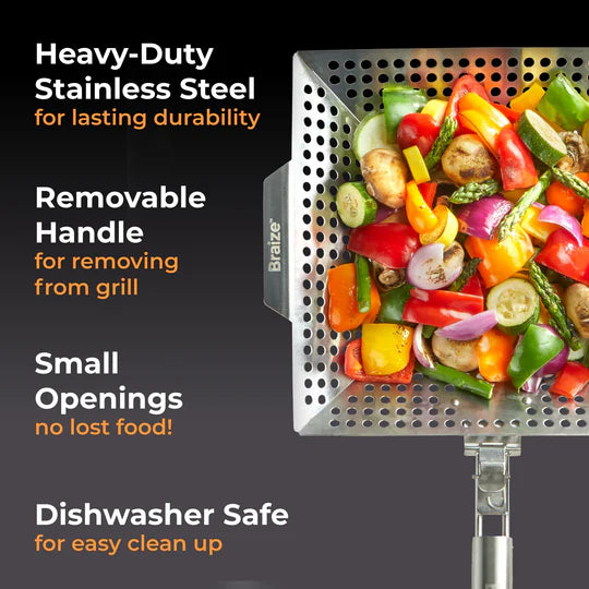Braize Grill Basket w/ Removable Handle