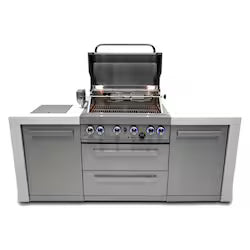Mont Alpi Deluxe Series 7 Ft Outdoor Kitchen Island w/ Side Burner