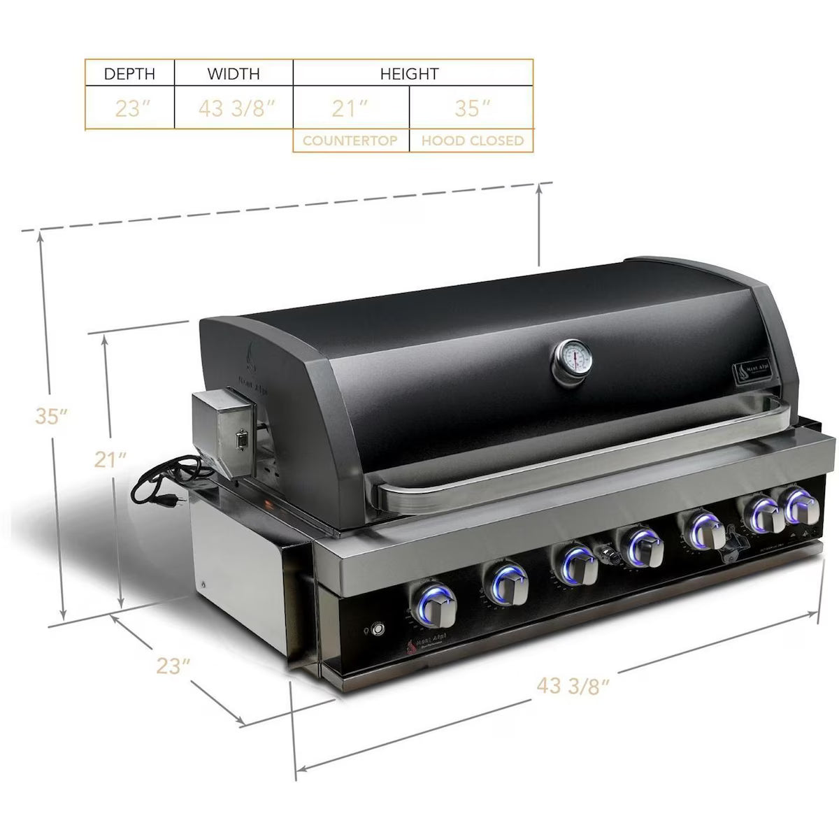 Mont Alpi Artwood Series 6.5 Ft Outdoor Kitchen Island w/ 6-Burner Grill