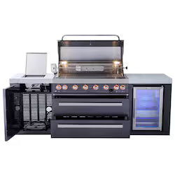 Mont Alpi Black Series 8 Ft Outdoor Kitchen Island w/ Side Burner & Fridge