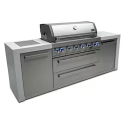 Mont Alpi Deluxe Series 8 Ft Outdoor Kitchen Island w/ Side Burner