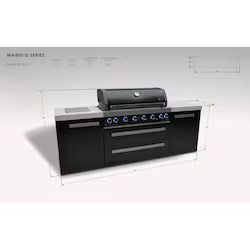 Mont Alpi Black Series 8 Ft Outdoor Kitchen Island w/ Side Burner