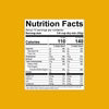 Nutrition Facts label on yellow background showing dietary information and ingredients