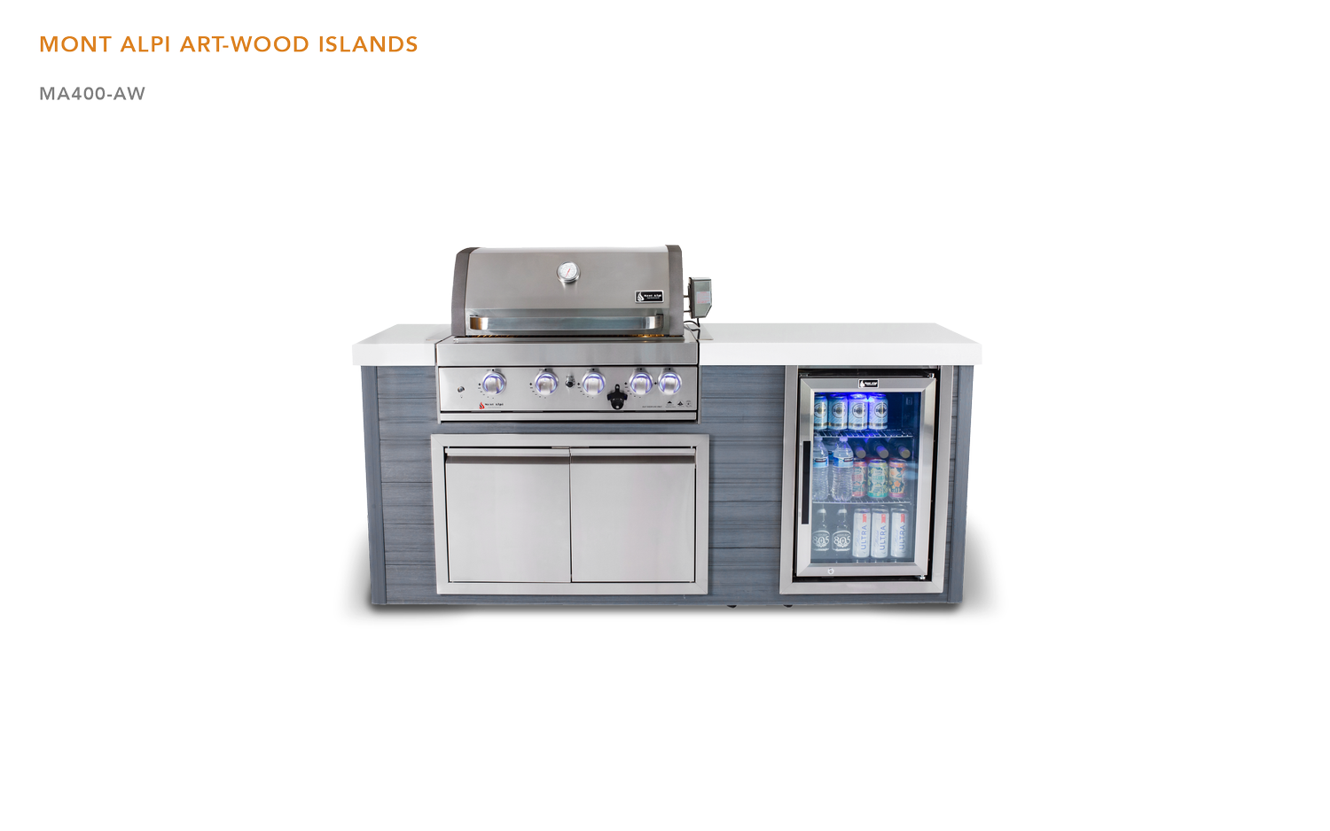 Mont Alpi 4-Burner Artwood Island in Stainless Steel