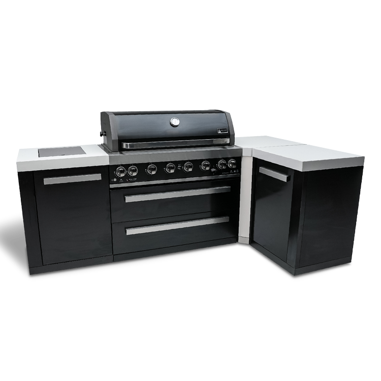 MONT ALPI 805 BLACK STAINLESS STEEL ISLAND WITH A 90-DEGREE CORNER