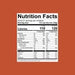 Nutrition Facts label on orange background showing serving size, calories, and dietary information
