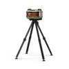 Portable camping tripod stand with tan canvas bag and black metal legs