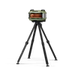 Portable camping tripod stand with tan canvas bag and black metal legs