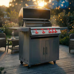 Blaze Premium LTE+ 32" 4-Burner Freestanding Gas Grill With Rear Infrared Burner And Grill Lights