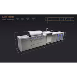 Mont Alpi Deluxe Series 15 Ft Propane Kitchen Island w/ Side Burner, Beverage Center, Fridge & Kegerator