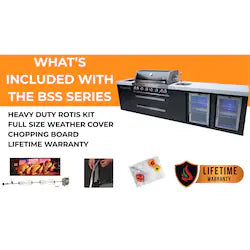 Mont Alpi Black Series 8 Ft Outdoor Kitchen Island w/ Side Burner & Fridge