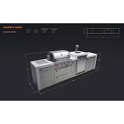 Mont Alpi Deluxe Series 11 Ft  Outdoor Kitchen Island w/ Side Burner & Kegerator