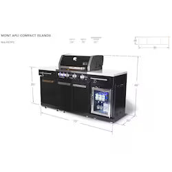 Black outdoor kitchen module with built-in grill, cooler compartment, and storage cabinet