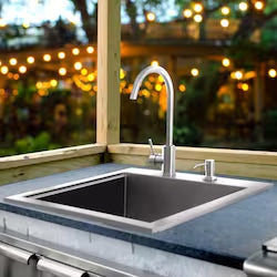 PCM 21" Outdoor Rated Stainless Steel Drop In Sink w/ Hot/Cold Faucet