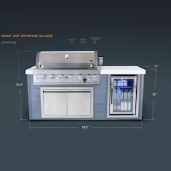 Mont Alpi Artwood Series 6.5 Ft Outdoor Kitchen Island w/ 6-Burner Grill