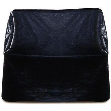 Black vinyl grill cover with weather-resistant material and reinforced corners for outdoor protection
