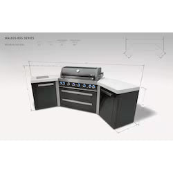 Mont Alpi Black Series 10 Ft U-Shaped Outdoor Kitchen Island w/ Side Burner