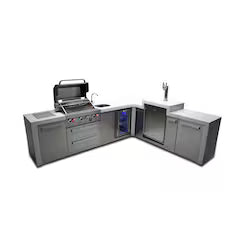 Mont Alpi Deluxe Series 11.5 Ft L-Shaped  Outdoor Kitchen Island w/ Side Burner, Beverage Center & Kegerator