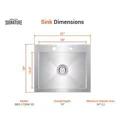 PCM 21" Outdoor Rated Stainless Steel Drop In Sink w/ Hot/Cold Faucet