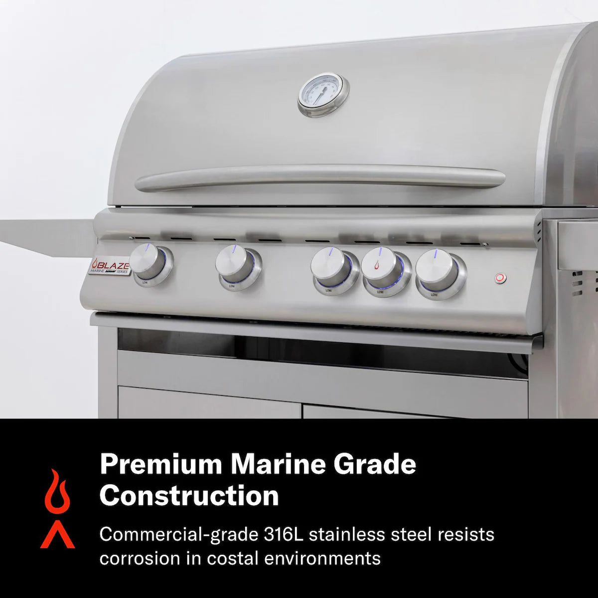 The Blaze Premium LTE+ 32-inch Marine Grade 4-Burner Freestanding Gas Grill