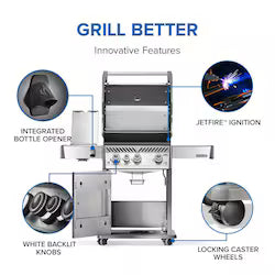 Napoleon Rogue Pro 425 3-Burner Gas Grill w/ Infrared Side Burner