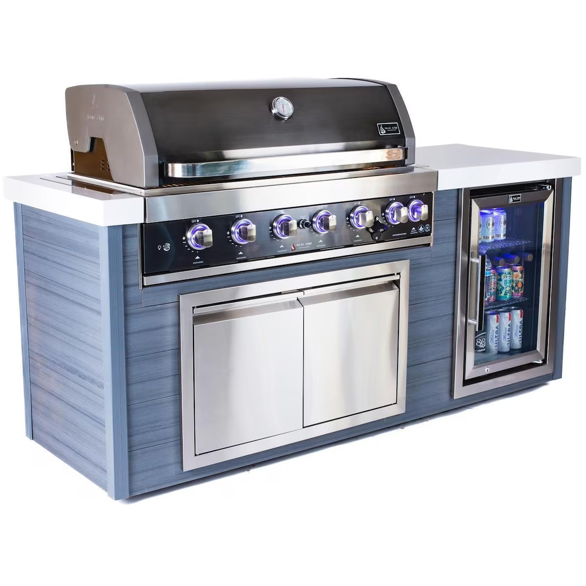 Mont Alpi Artwood Series 6.5 Ft Outdoor Kitchen Island w/ 6-Burner Grill