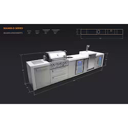 Mont Alpi Deluxe Series 14 Ft  Outdoor Kitchen Island w/ Side Burner, Beverage Center, Fridge & Kegerator