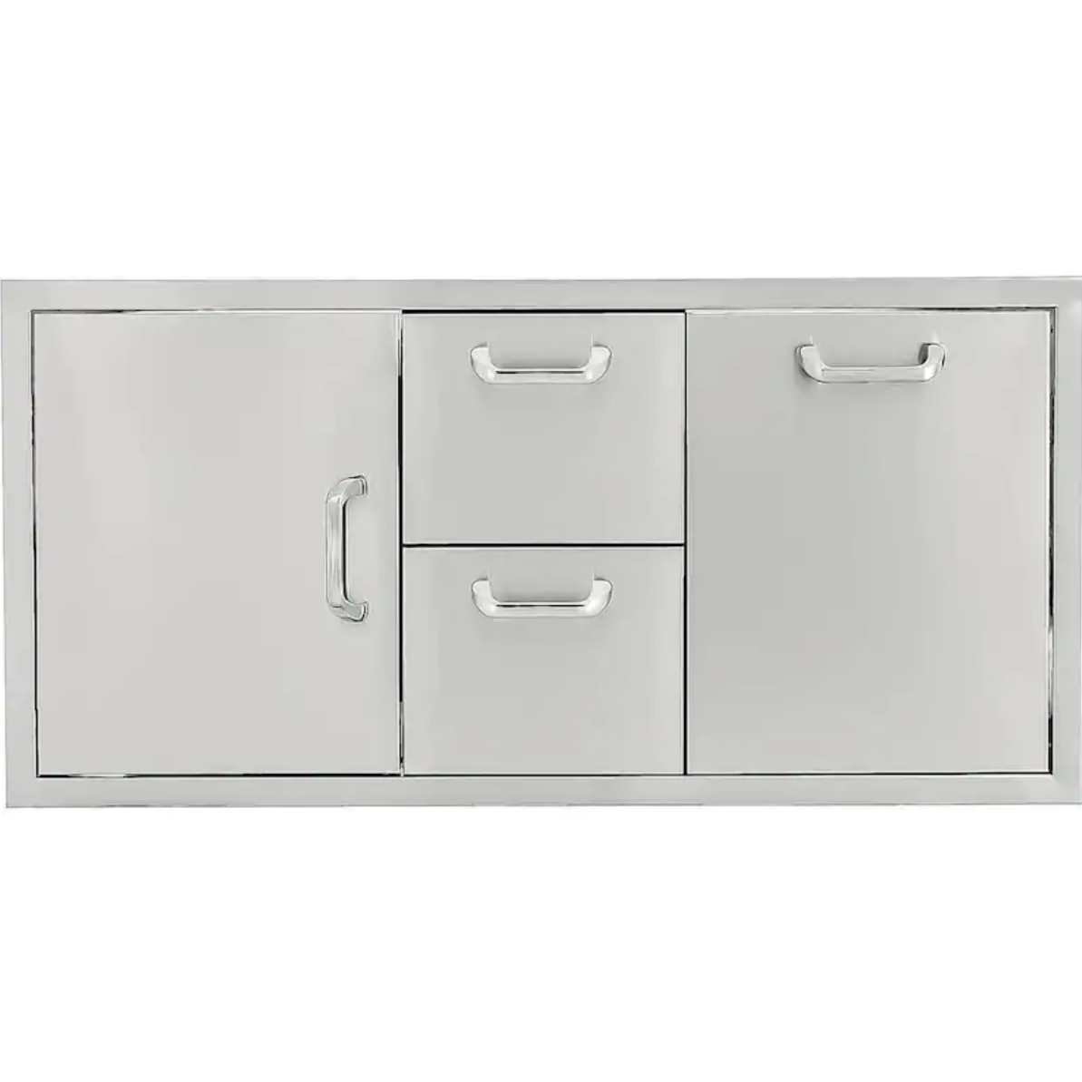 PCM 260 Series 42" Stainless Steel Door, Double Drawer & Trash Rollout On Right