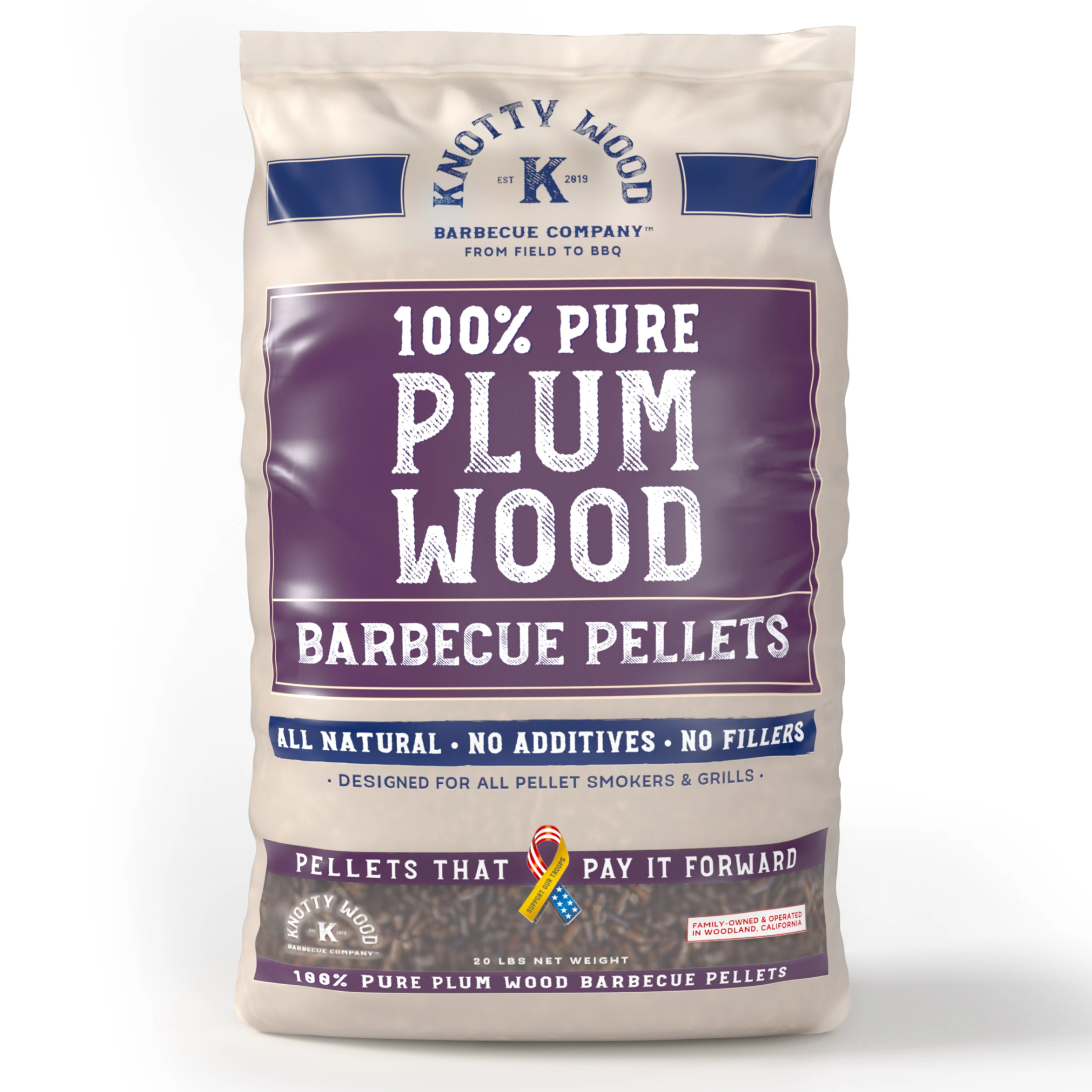 Knotty Wood 100% Pure Plum Wood Pellets